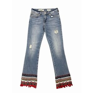 Anthropologie Pilcro & the Letterpress Flare Lace Floral Hem Jean Size 26